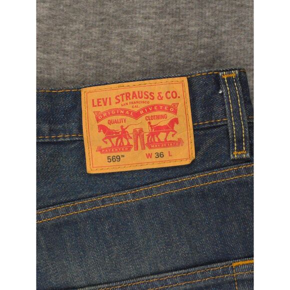 Levi's‎ 569 Jean Shorts Jorts Mens 36 x 12 Blue Loose Relaxed Fit Dark Wash - Picture 4 of 7